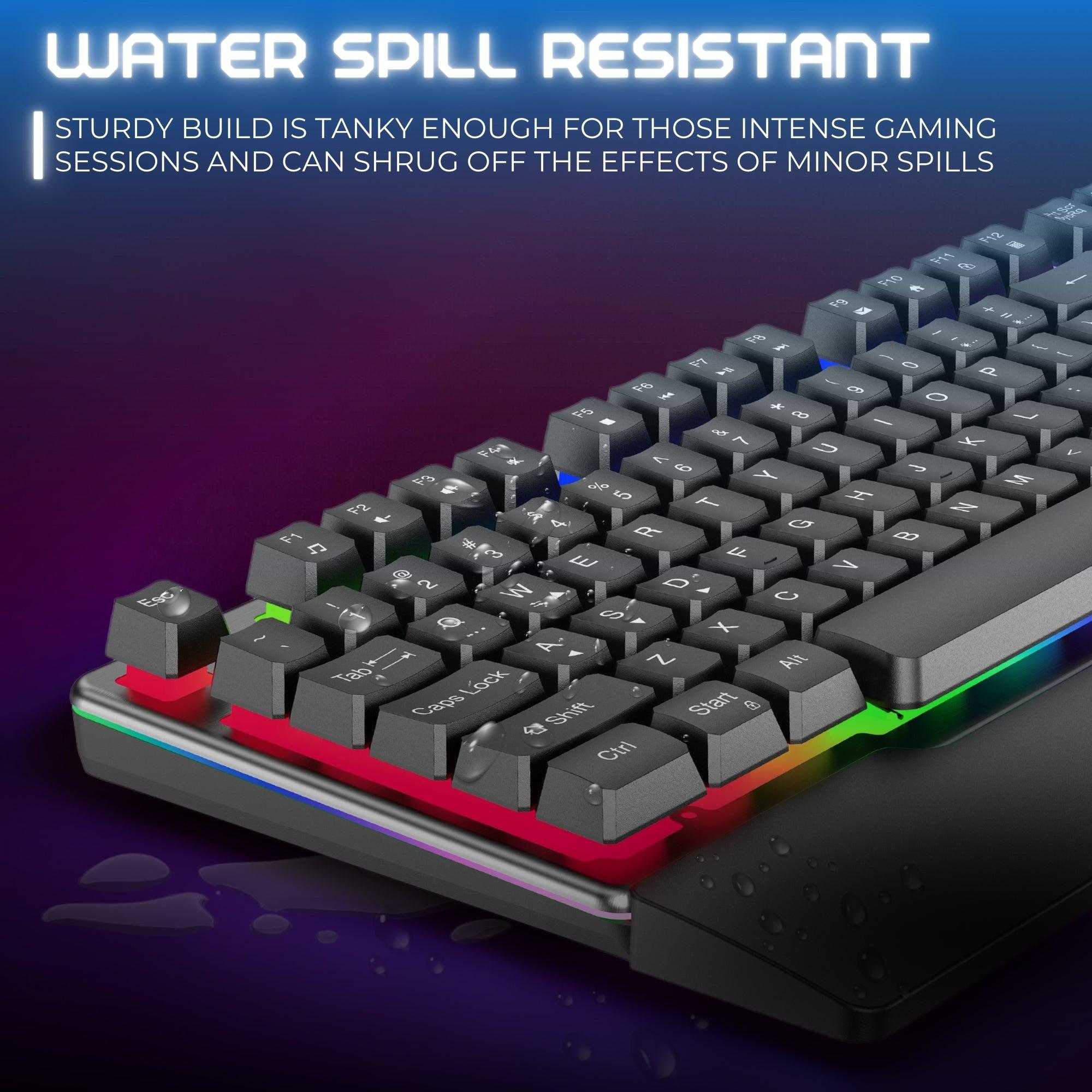 Dr Luxur ErgoFizz Gaming Membrane Keyboard with Mechanical Key Feel With Ergonomic Wrist Pad