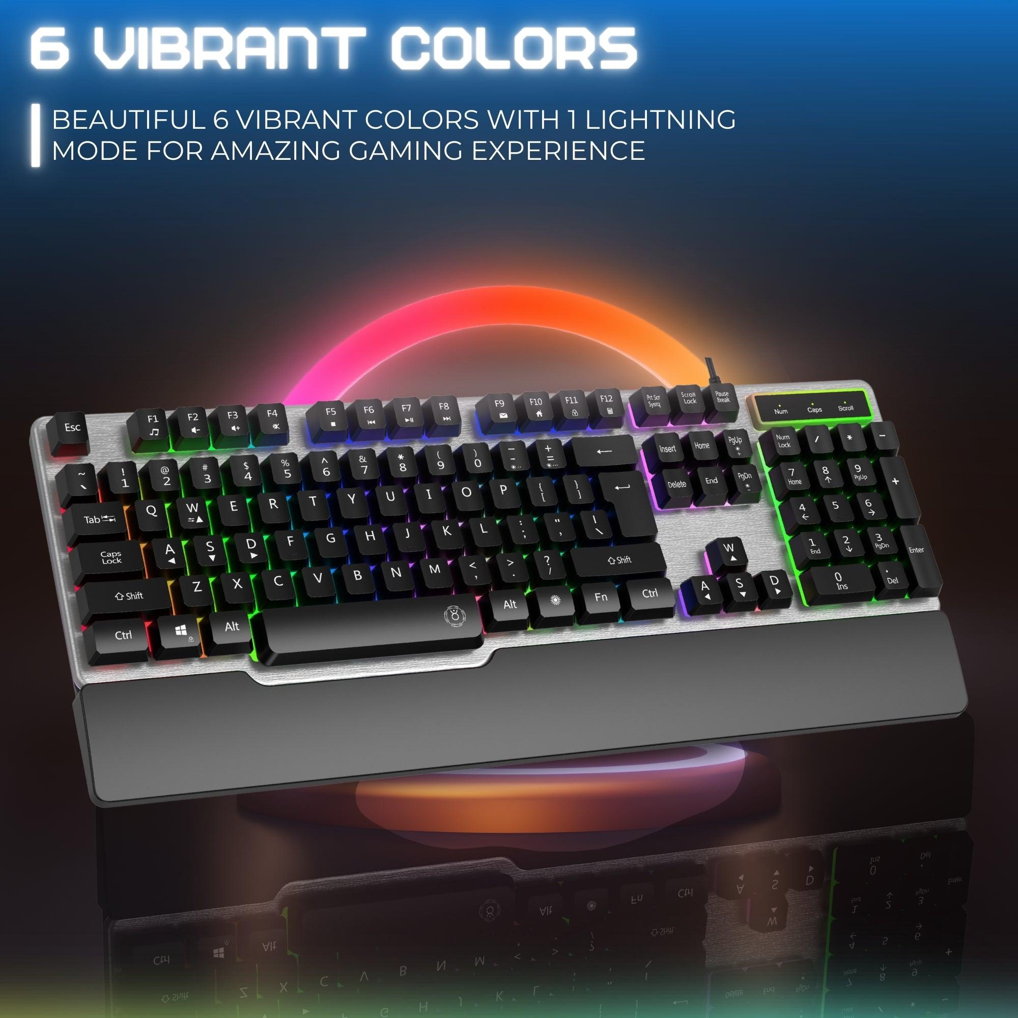 Dr Luxur ErgoFizz Gaming Membrane Keyboard with Mechanical Key Feel With Ergonomic Wrist Pad