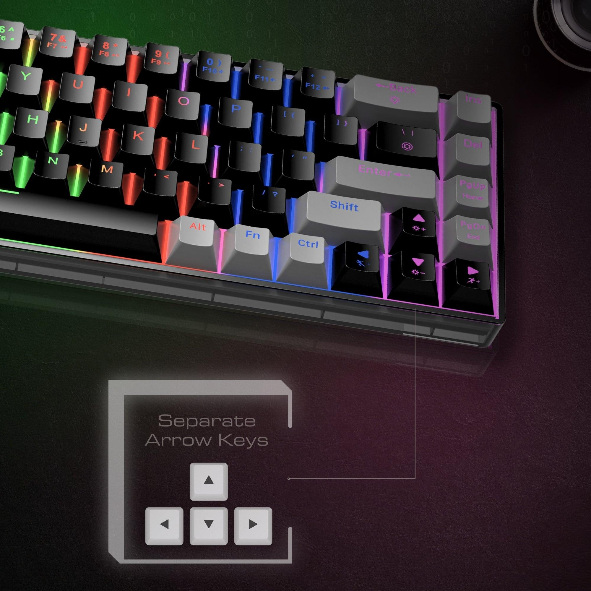 Drluxur Shadow Mechanical Keyboard with 68 Keys - Gaming Keyboard with Blue Switches