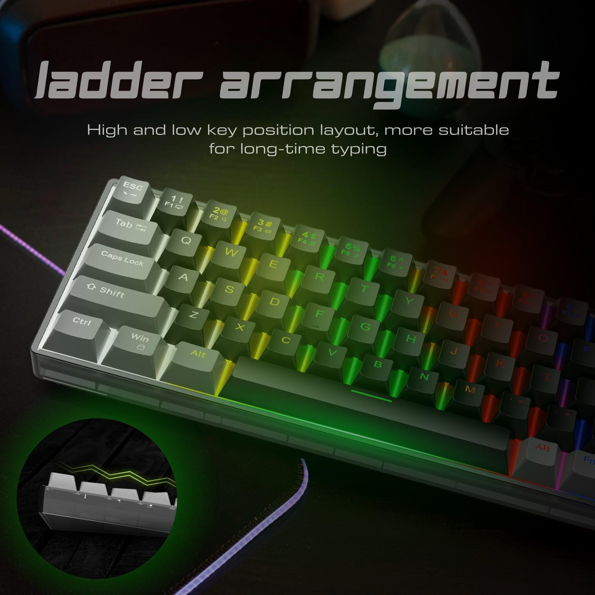 Drluxur Shadow Mechanical Keyboard with 68 Keys - Gaming Keyboard with Blue Switches