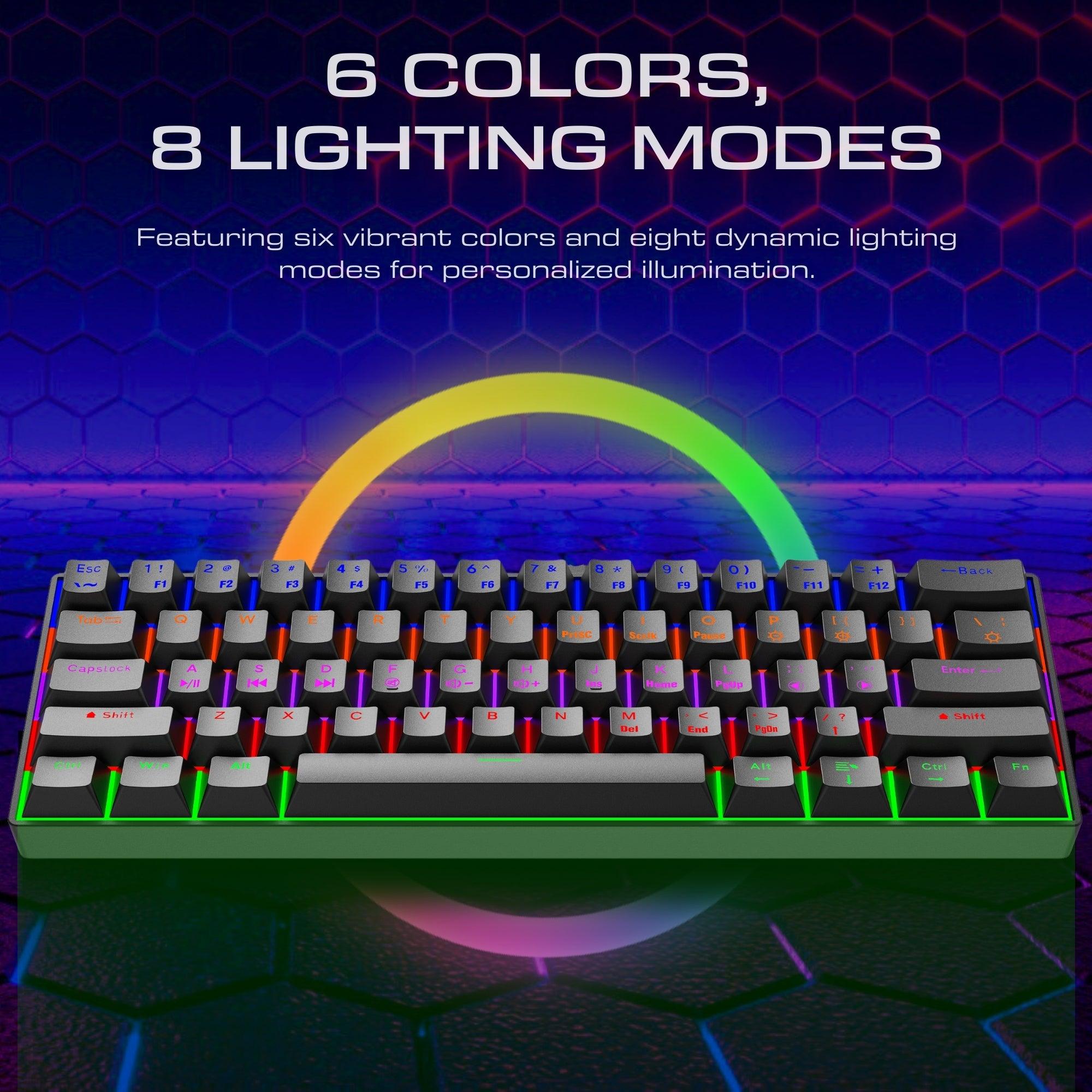 Drluxur Dark Fire 60% Mechanical Keyboard with Type C Cable - 24 Lighting Modes with Blue/Red Switches