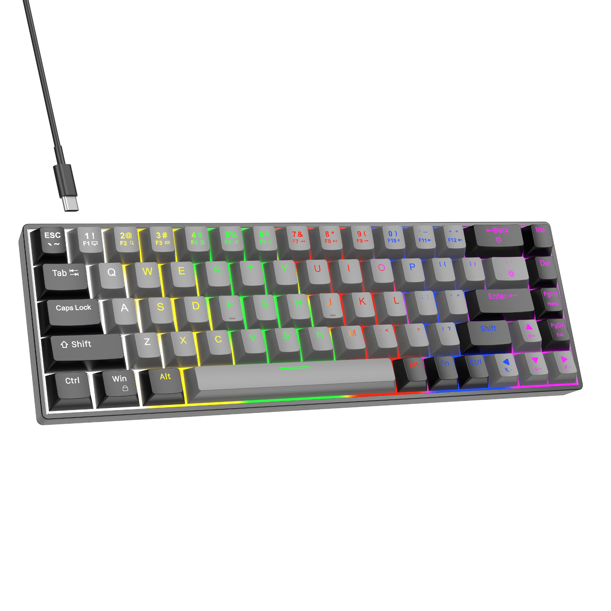 Drluxur Shadow Mechanical Keyboard with 68 Keys - Gaming Keyboard with Blue Switches