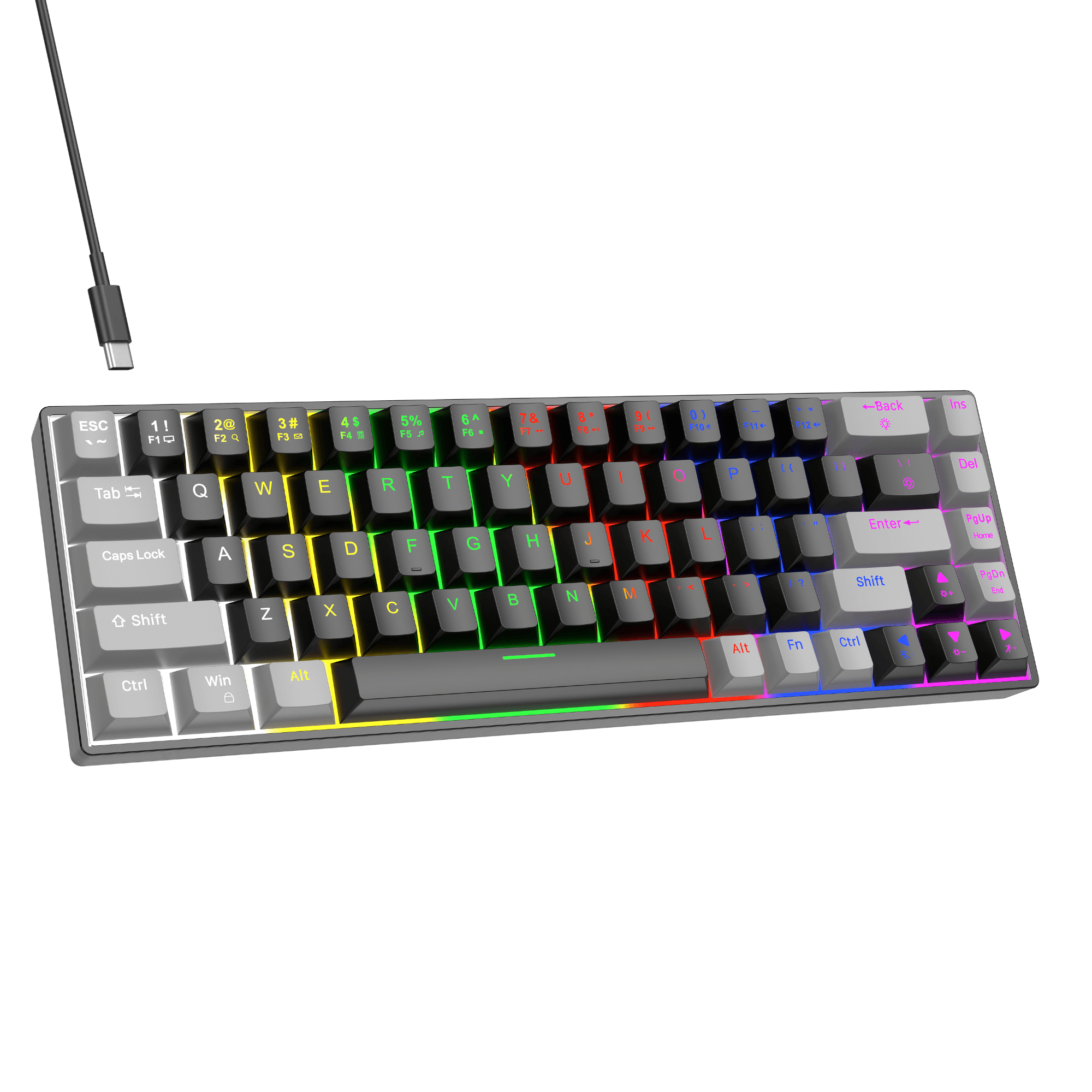 Drluxur Shadow Mechanical Keyboard with 68 Keys - Gaming Keyboard with Blue Switches