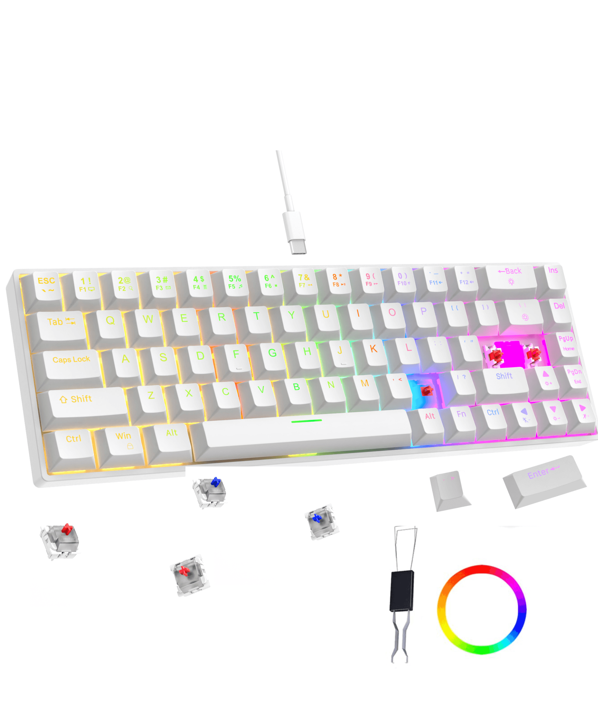 Dr Luxur Mechanical Keyboard with 68 Keys, w/ OUTEMU Red/Blue Switches, Hot Swappable OUTEMU Switches