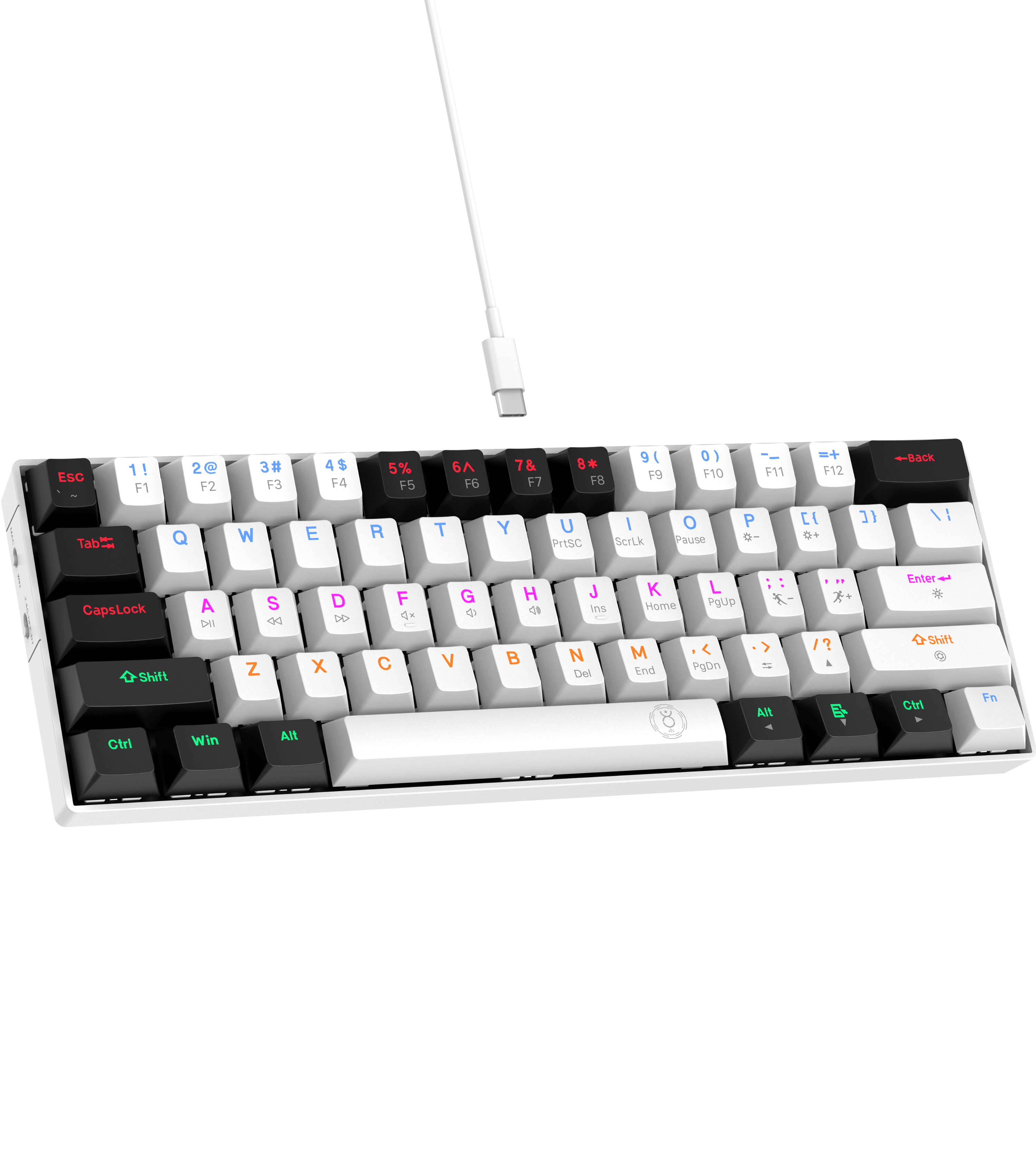 Drluxur Dark Fire 60% Mechanical Keyboard with Type C Cable - 24 Lighting Modes with Blue/Red Switches