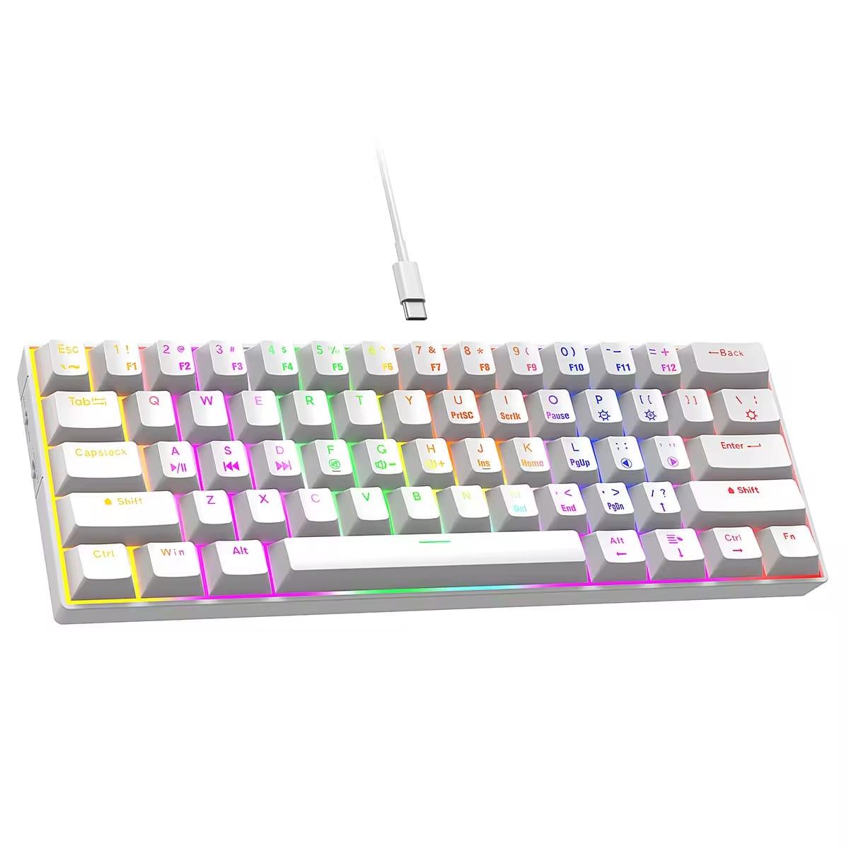 Drluxur Dark Fire 60% Mechanical Keyboard with Type C Cable - 24 Lighting Modes with Blue/Red Switches