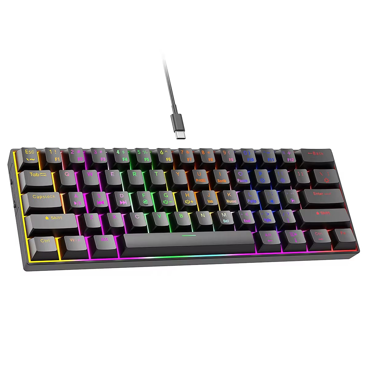 Drluxur Dark Fire 60% Mechanical Keyboard with Type C Braided Cable - IN STOCK!